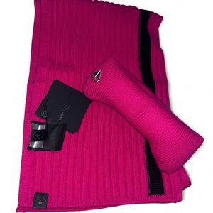 Pink and Black Knit Scarf Set